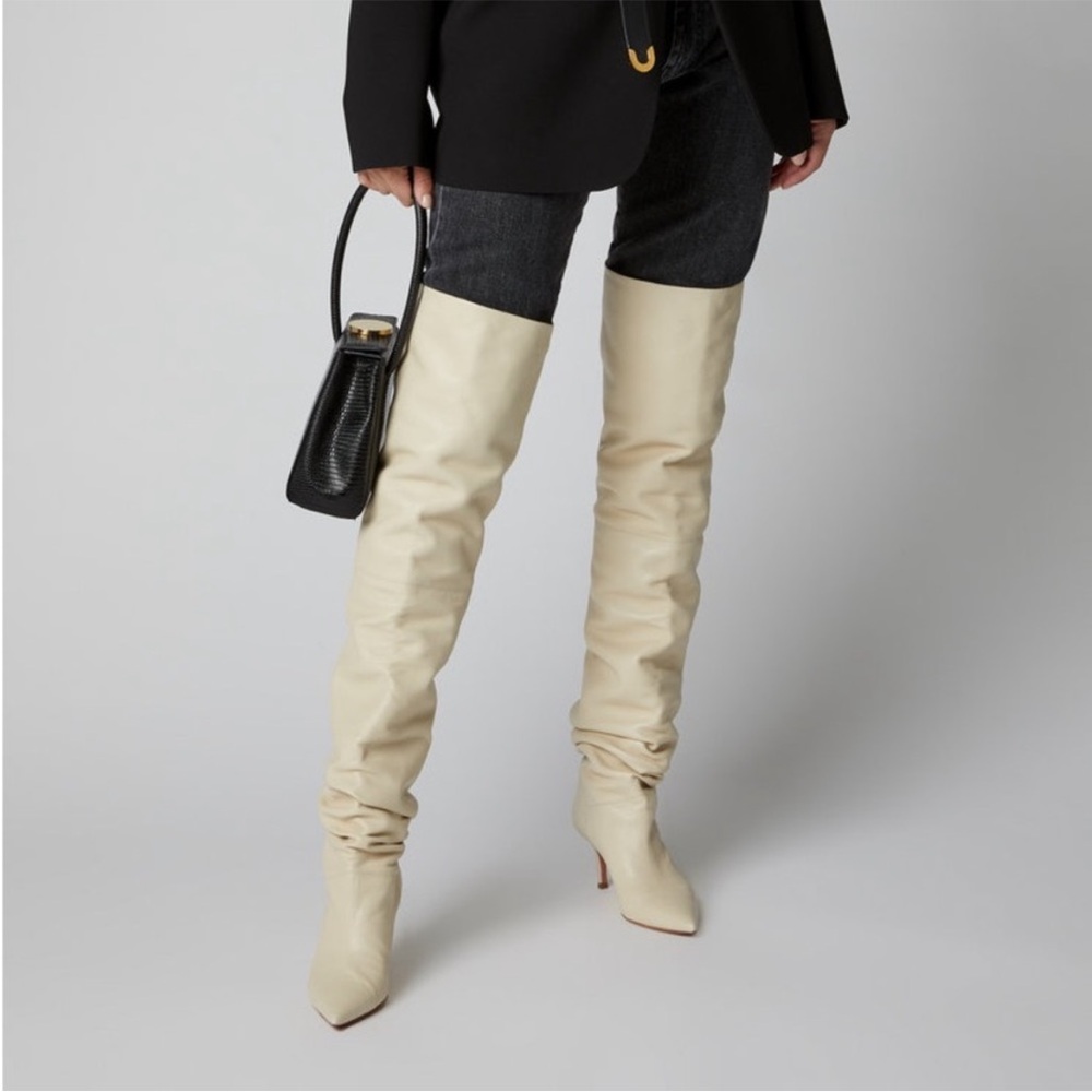 Amina Maude thigh high cream leather boots size 36.5